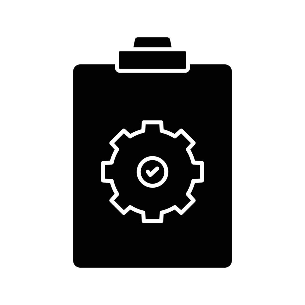 Checklist icon illustration with gear. icon related to project management. glyph icon style. Simple vector design editable