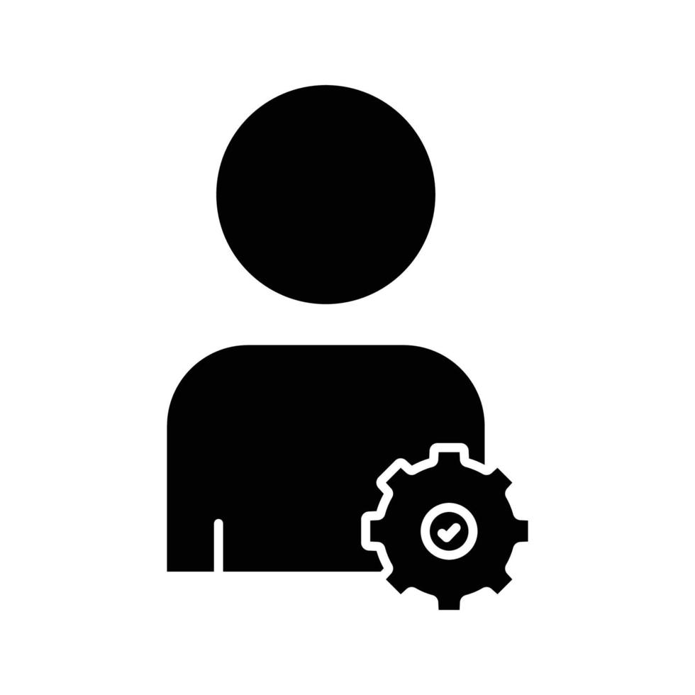 People icon illustration with gear. suitable for development icon. icon related to project management. glyph icon style. Simple vector design editable