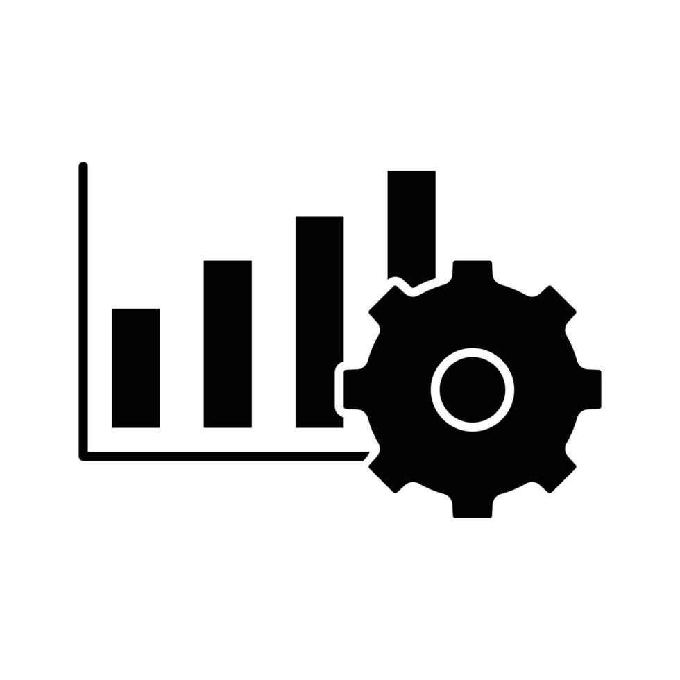 Gear icon illustration with chart. icon related to project management. glyph icon style. Simple vector design editable