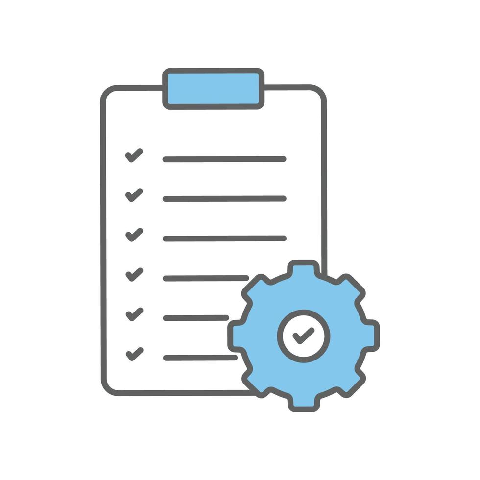 ilustración del icono de lista de verificación con equipo. icono relacionado con la gestión de proyectos. estilo de icono de línea plana. diseño vectorial simple editable vector