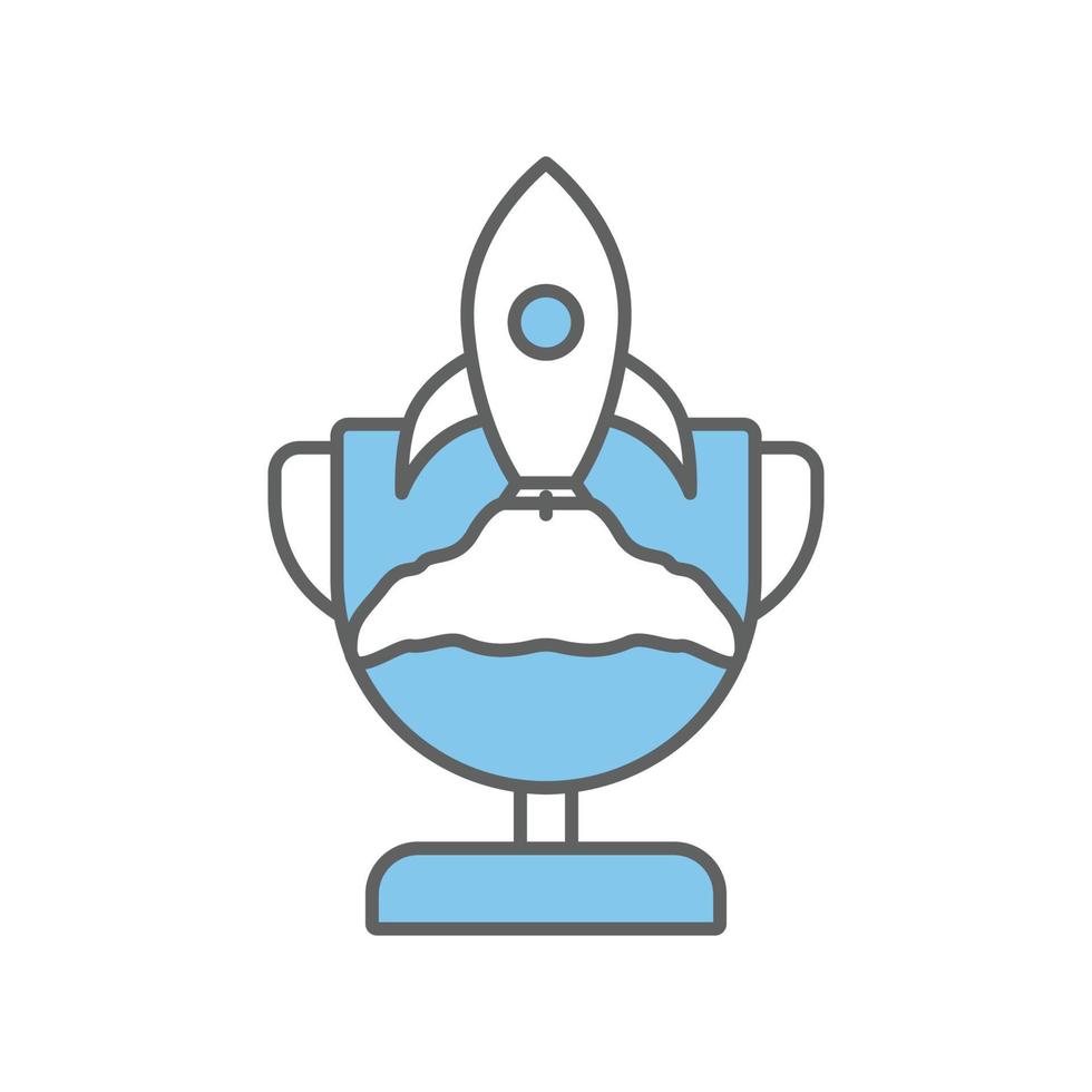 Trophy icon illustration with rocket. success, project. icon related to project management. Flat line icon style. Simple vector design editable