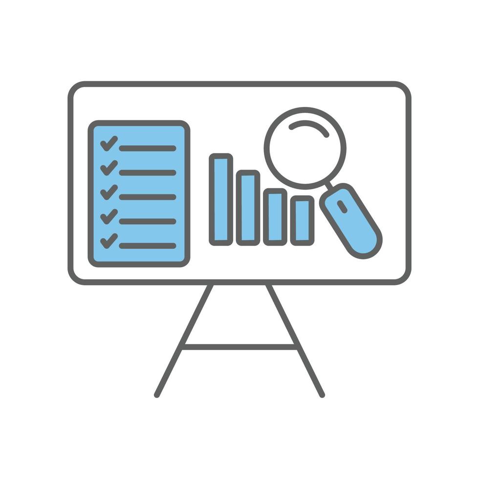 presentation board icon illustration. icon related to project management. Flat line icon style. Simple vector design editable