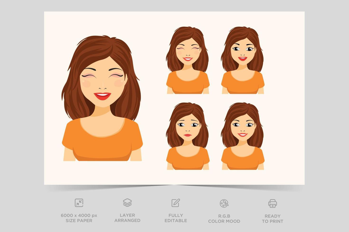 Beautiful young female characters faces set vector