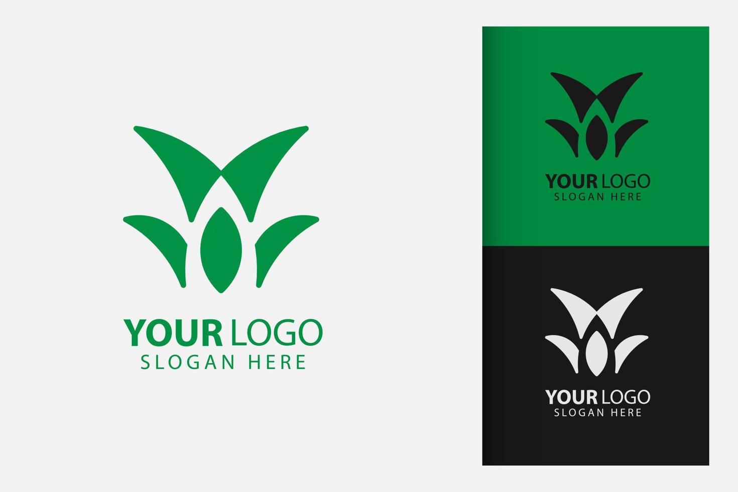 Green tree leaves logo simple minimalist vector template design. Isolated with soft background.