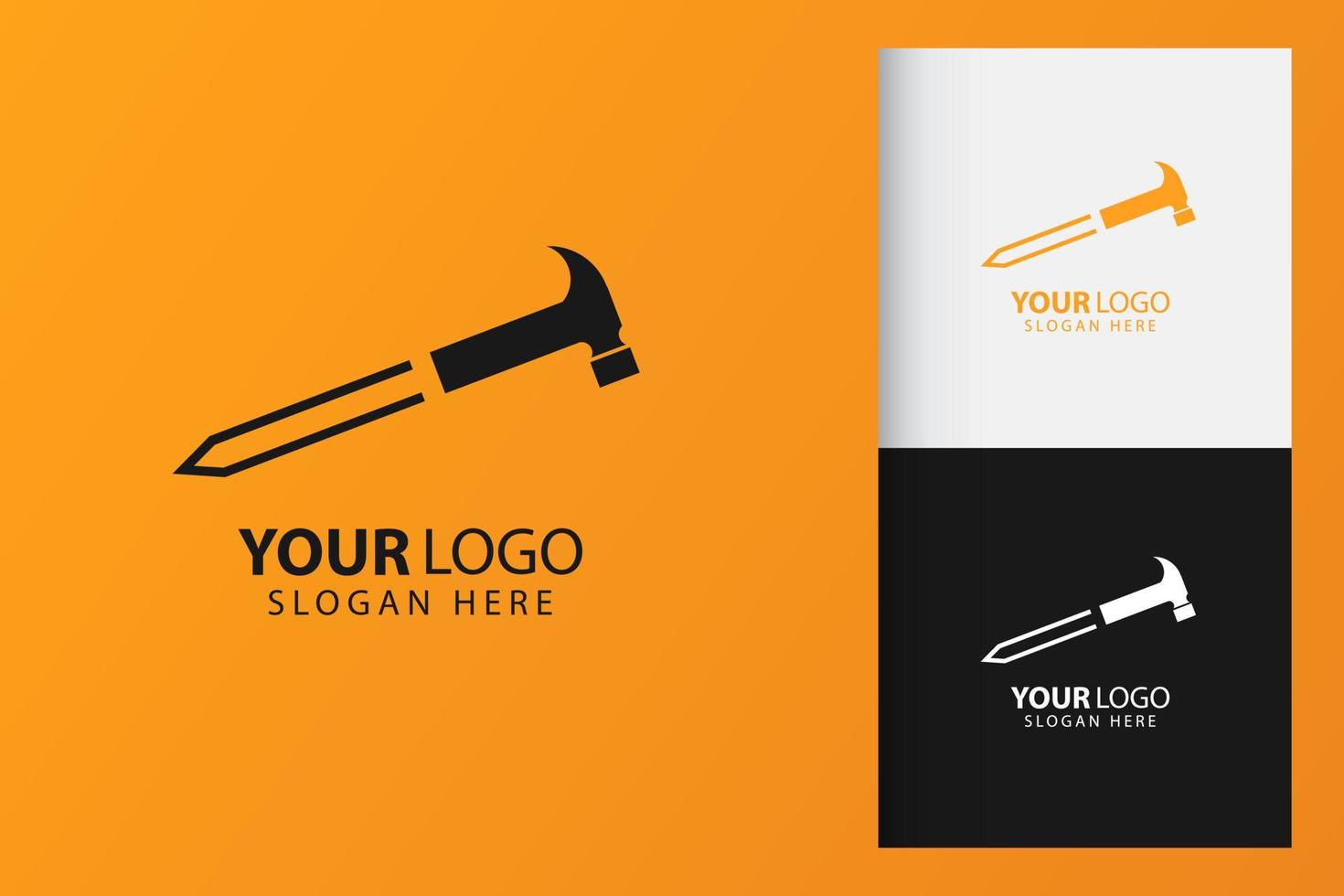 Hammer logo simple minimalist vector template design. Isolated with soft background.