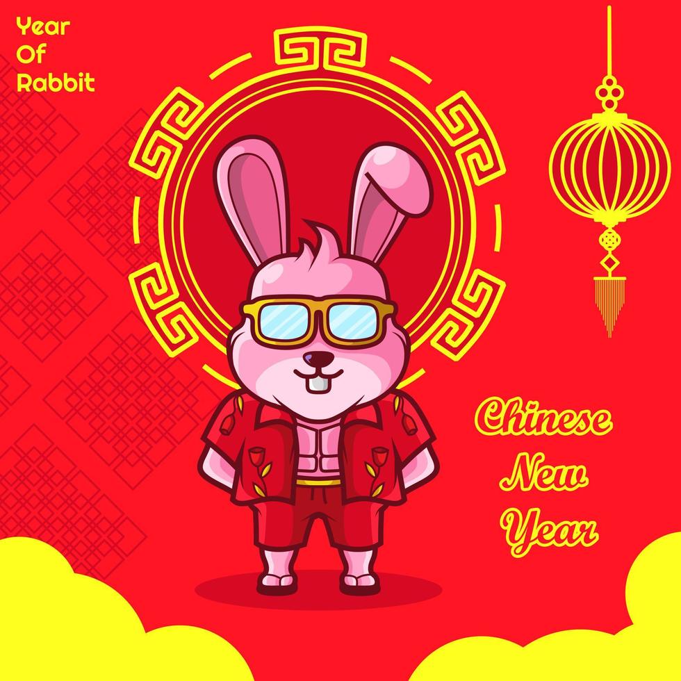 feliz año nuevo chino 2023 año de la ilustración de vacaciones de vector de zodiaco de conejo.