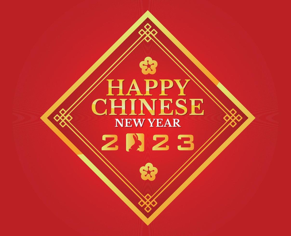 Happy Chinese new year 2023 year of the rabbit Gold Design Abstract Vector Illustration With Red Background