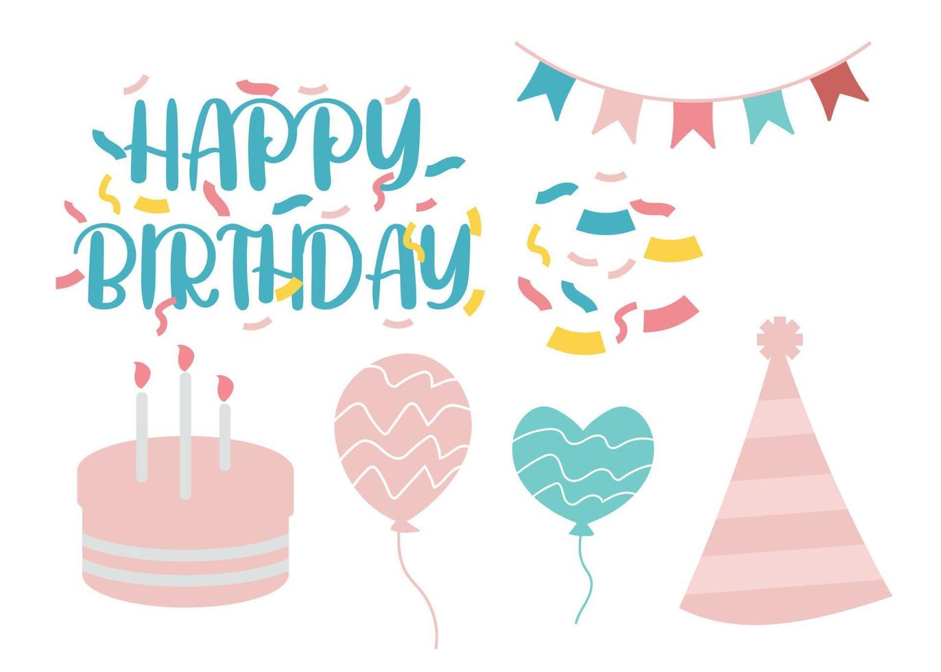 Happy birthday set illustration vector