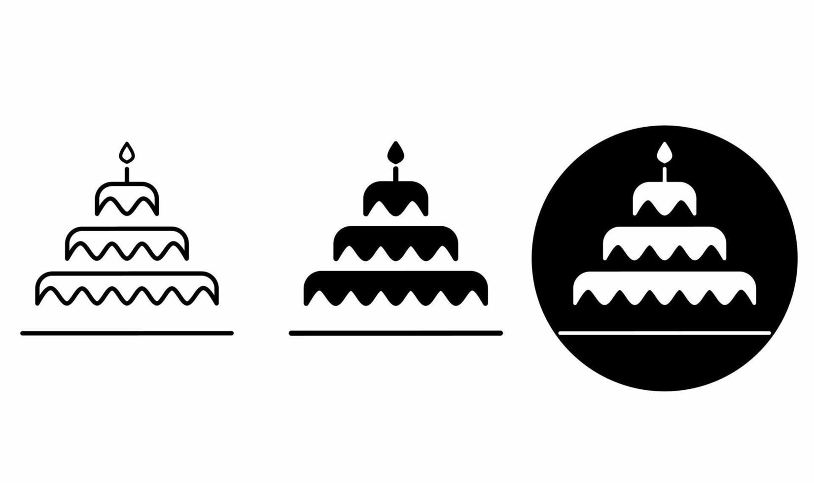 contorno silueta pastel de cumpleaños conjunto de iconos aislado sobre fondo blanco vector