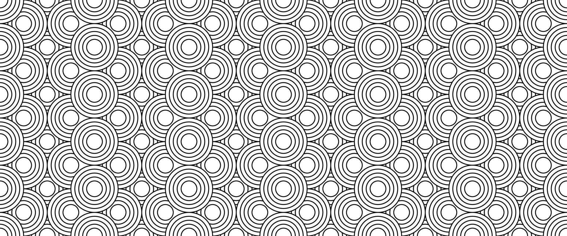 black white line circle seamless pattern vector