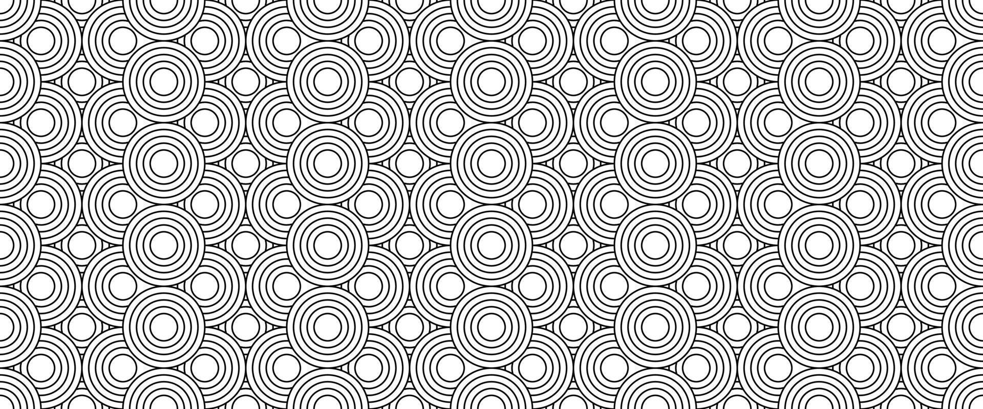 black white line circle seamless pattern vector