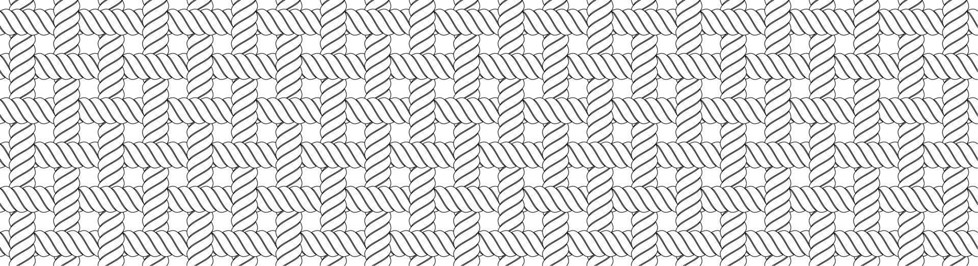 outline seamless pattern of woven rope.mesh rope seamless vector