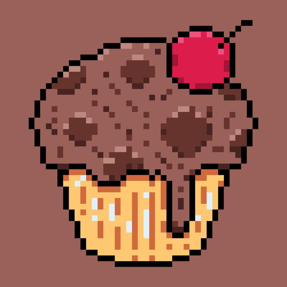 muffin, cupcake, cake, food, bakery icon Pixel Art Style. Vector Icon Design Pixel Art. Illustration Pixel Art