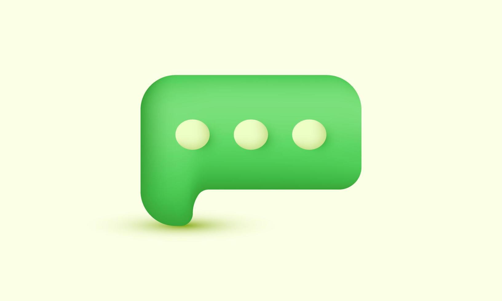 illustration realistic green speech bubbles messenge icon style 3d creative isolated on background vector