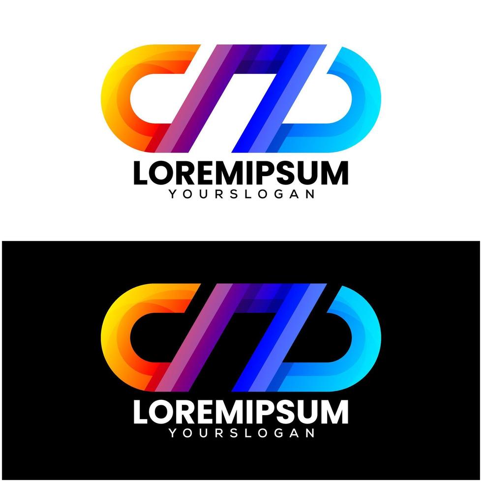 letter c n d gradient  logo design vector