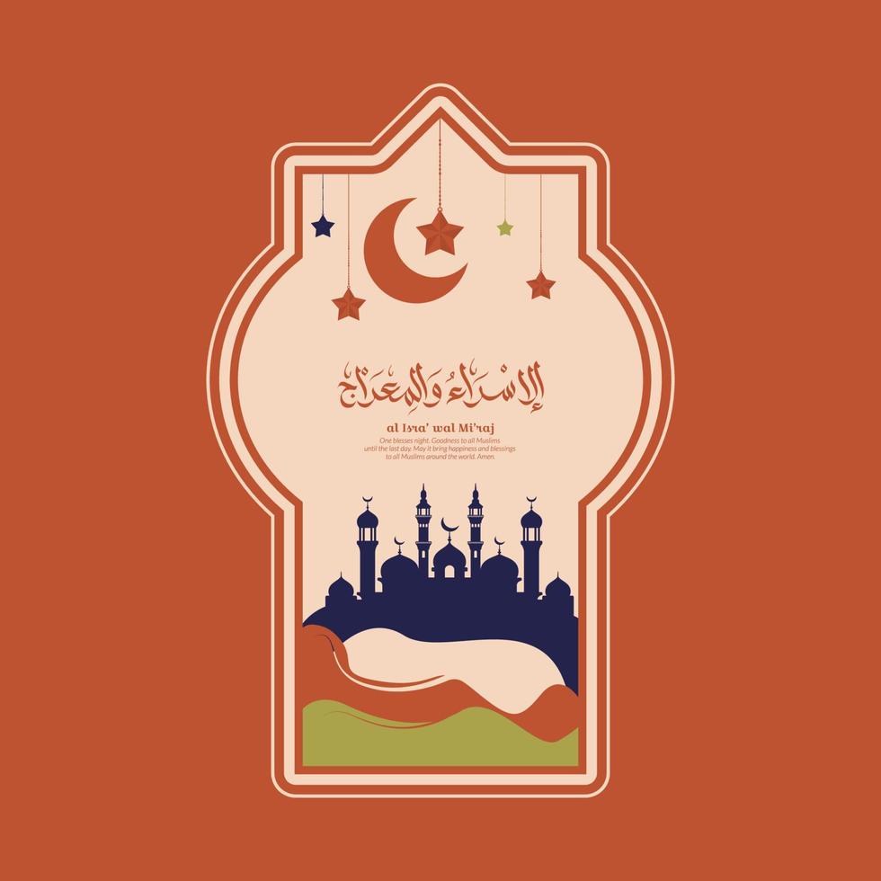 saludo vectorial al isra wal mi'raj en estilo plano bohemio vector