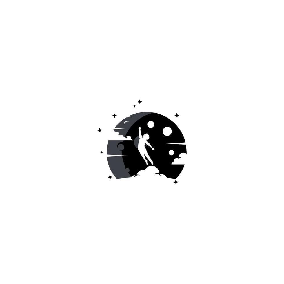 Wings man Silhouette. Angel wings. Abstract flying man logo design. vector