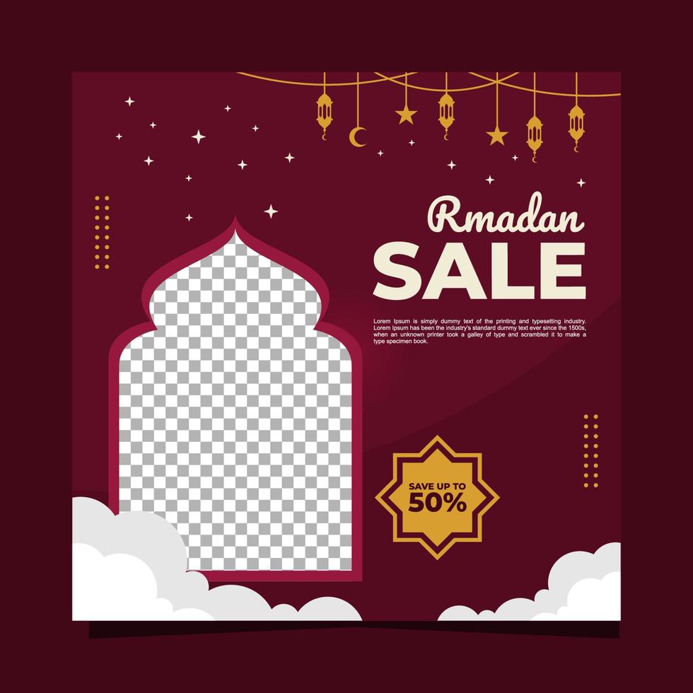 banners cuadrados de plantilla de publicación de redes sociales de venta de ramadán vector