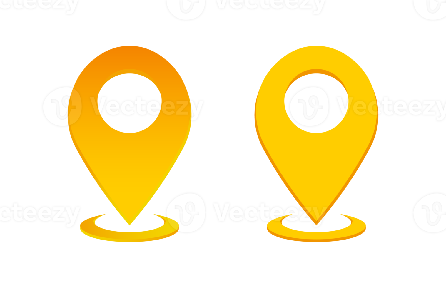 conjunto de ícones de logotipo de gradiente plano de pino de localização amarelo png