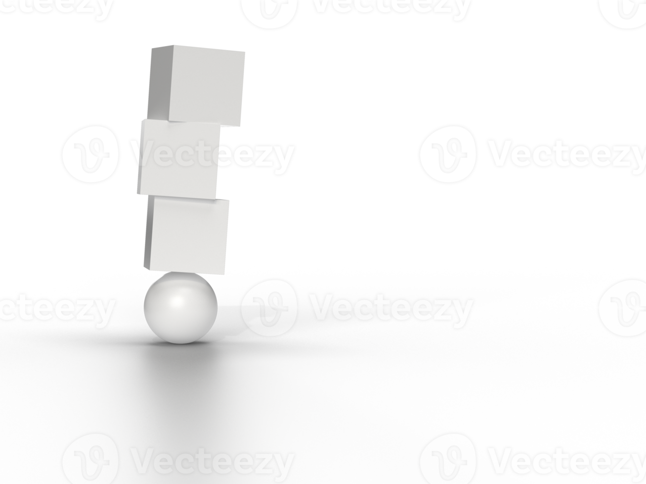 trois boîtes blanches en équilibre sur un orbe png