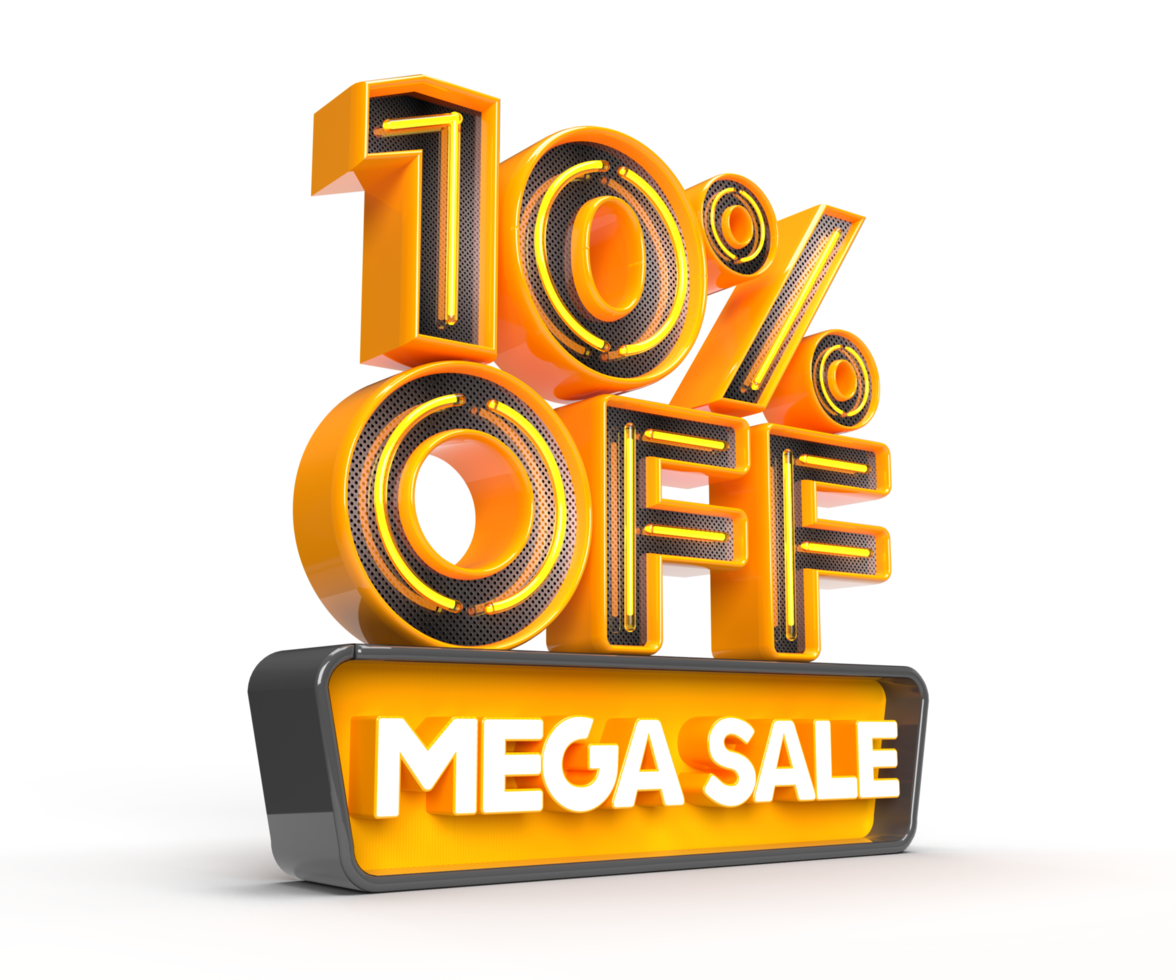 Mega Sale 10 Prozent Rabatt rechte Seitenansicht 3D-Renderobjekt png