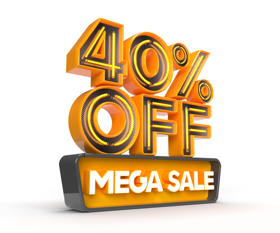 Mega Sale 40 percent off right side view 3D render object png