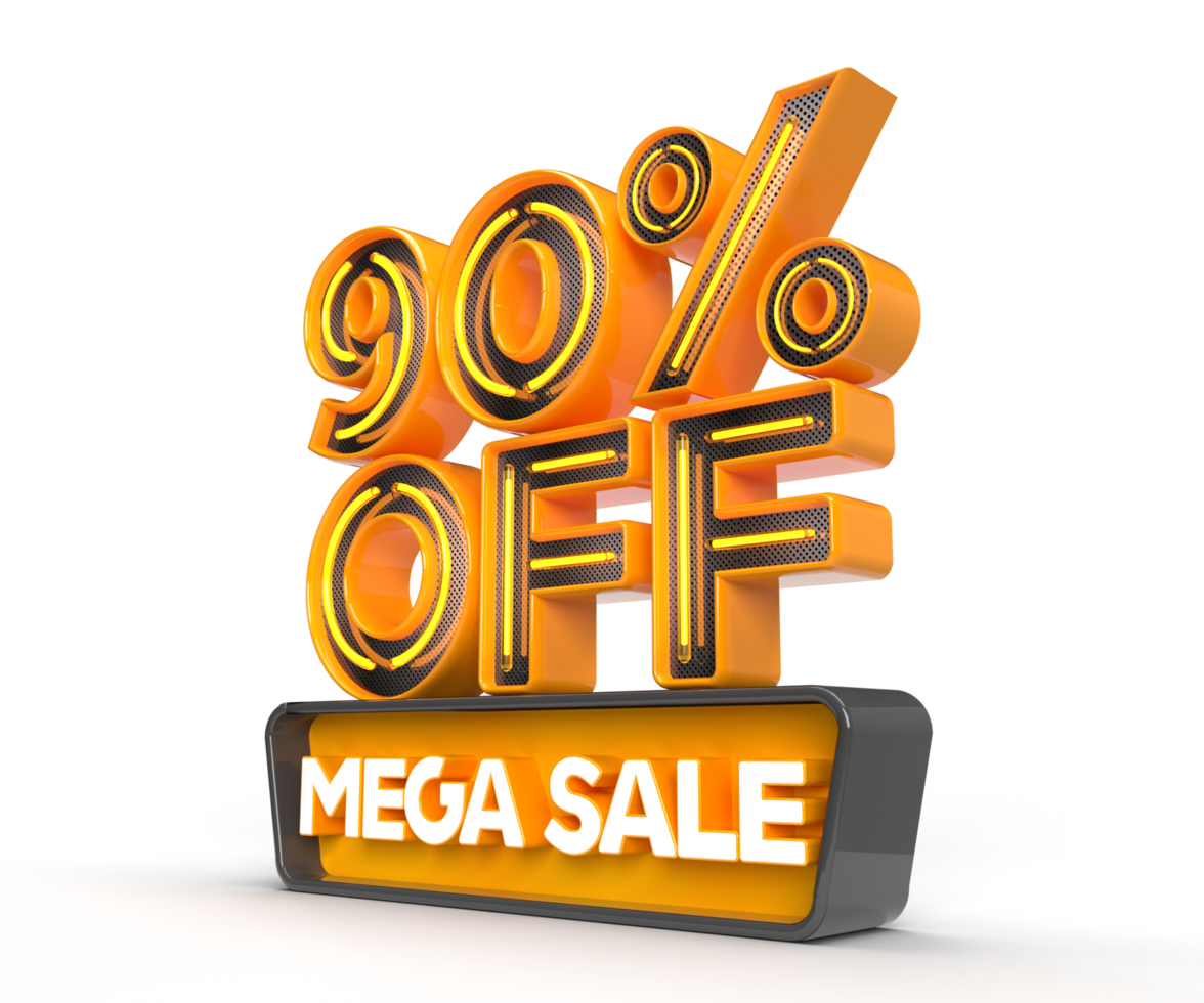 Mega Sale 90 Prozent Rabatt linke Seitenansicht 3D-Renderobjekt png