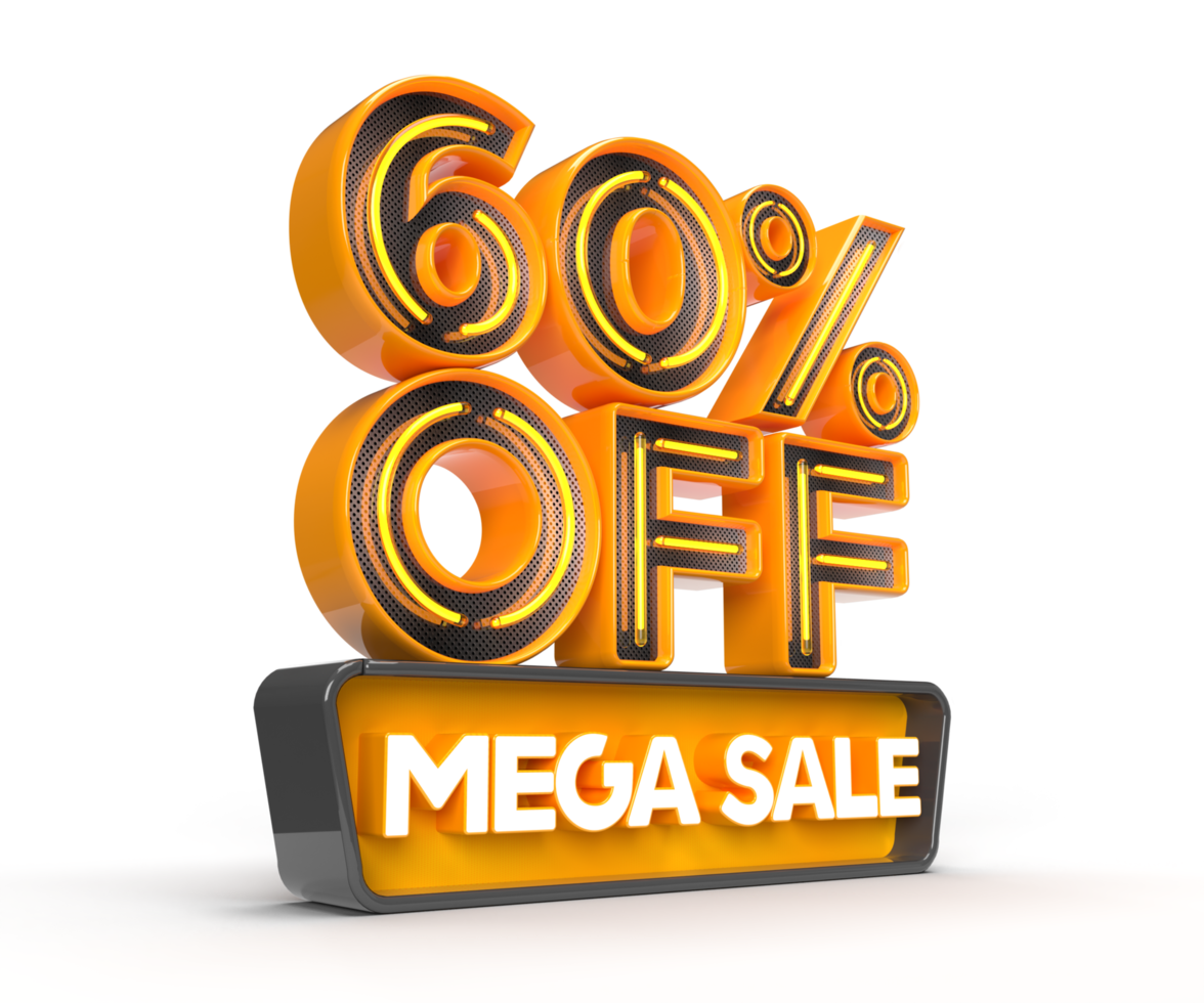 Mega Sale 60 percent off right side view 3D render object png