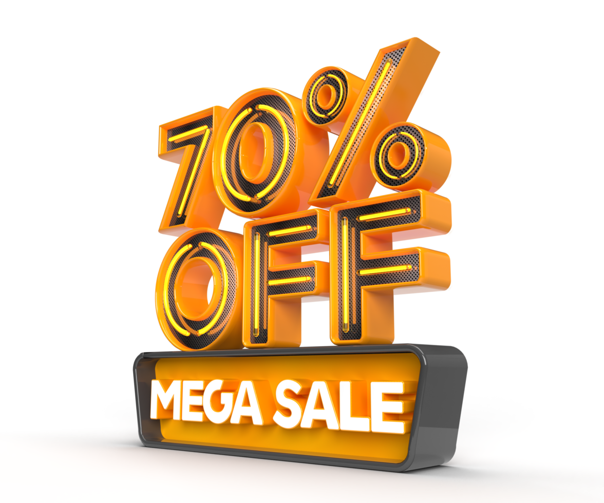 Mega Sale 70 percent off left side view 3D render object png