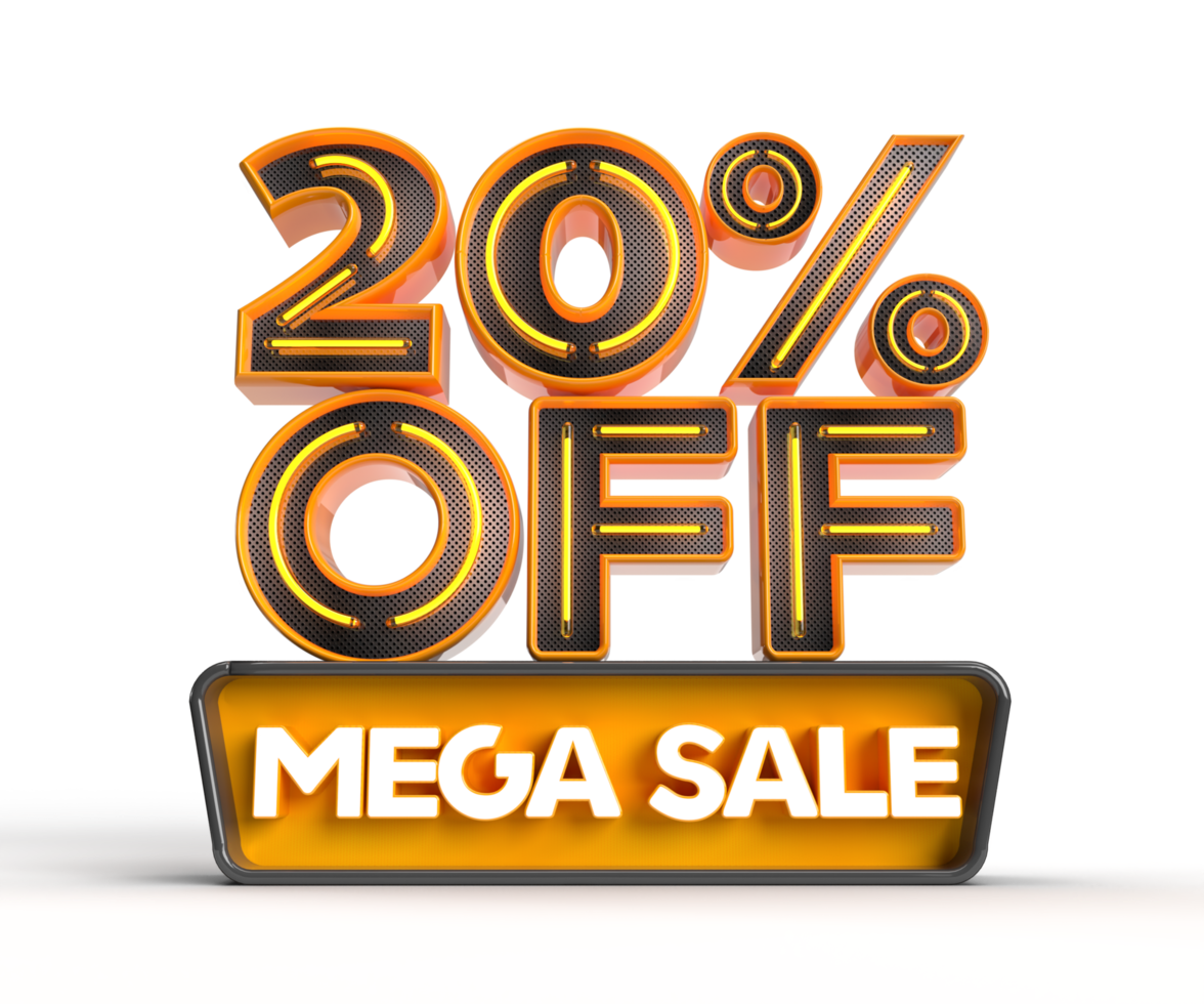 Mega Sale 20 percent off 3D render object png