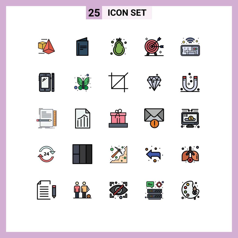 Set of 25 Modern UI Icons Symbols Signs for mobile objective healthy diet marketing arrow Editable Vector Design Elements