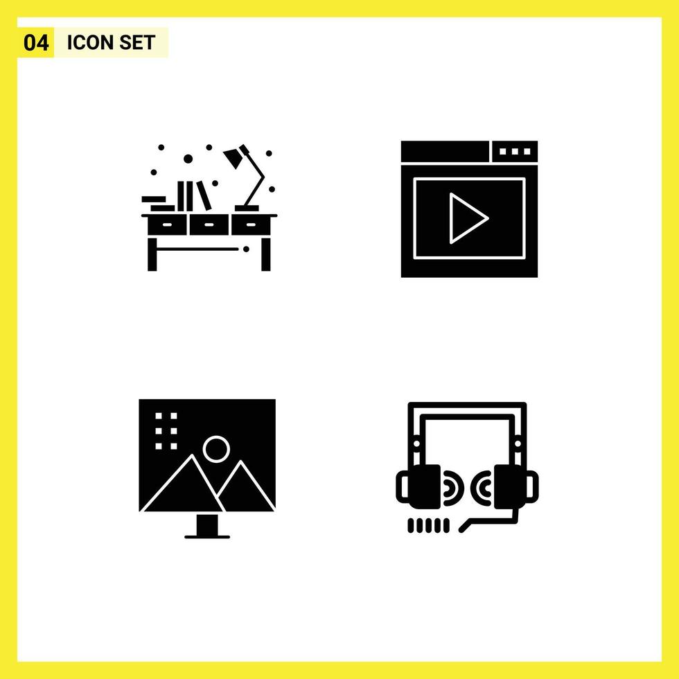 Set of Modern UI Icons Symbols Signs for desk video page office interface media image editing Editable Vector Design Elements