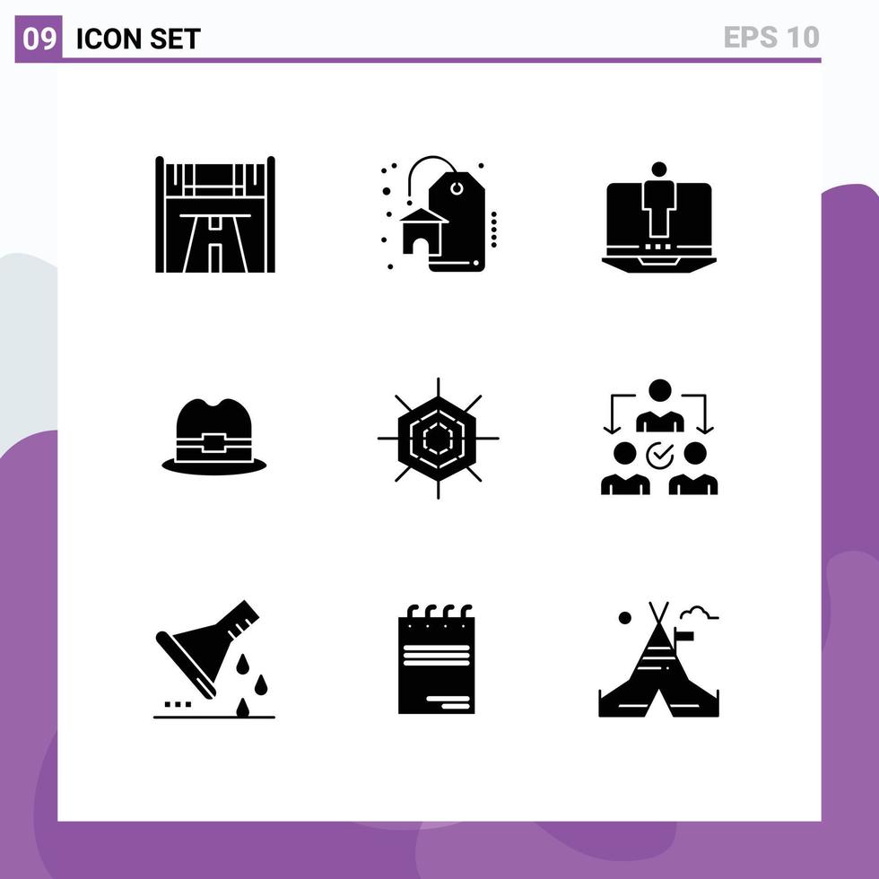 Solid Glyph Pack of 9 Universal Symbols of assignment holiday computer halloween tourism Editable Vector Design Elements