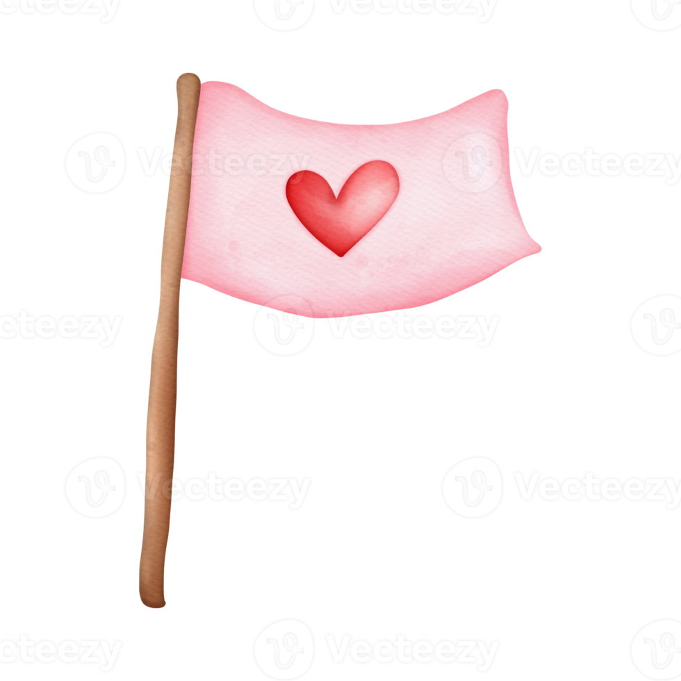 acquerello bandiere con cuore, san valentino giorno png