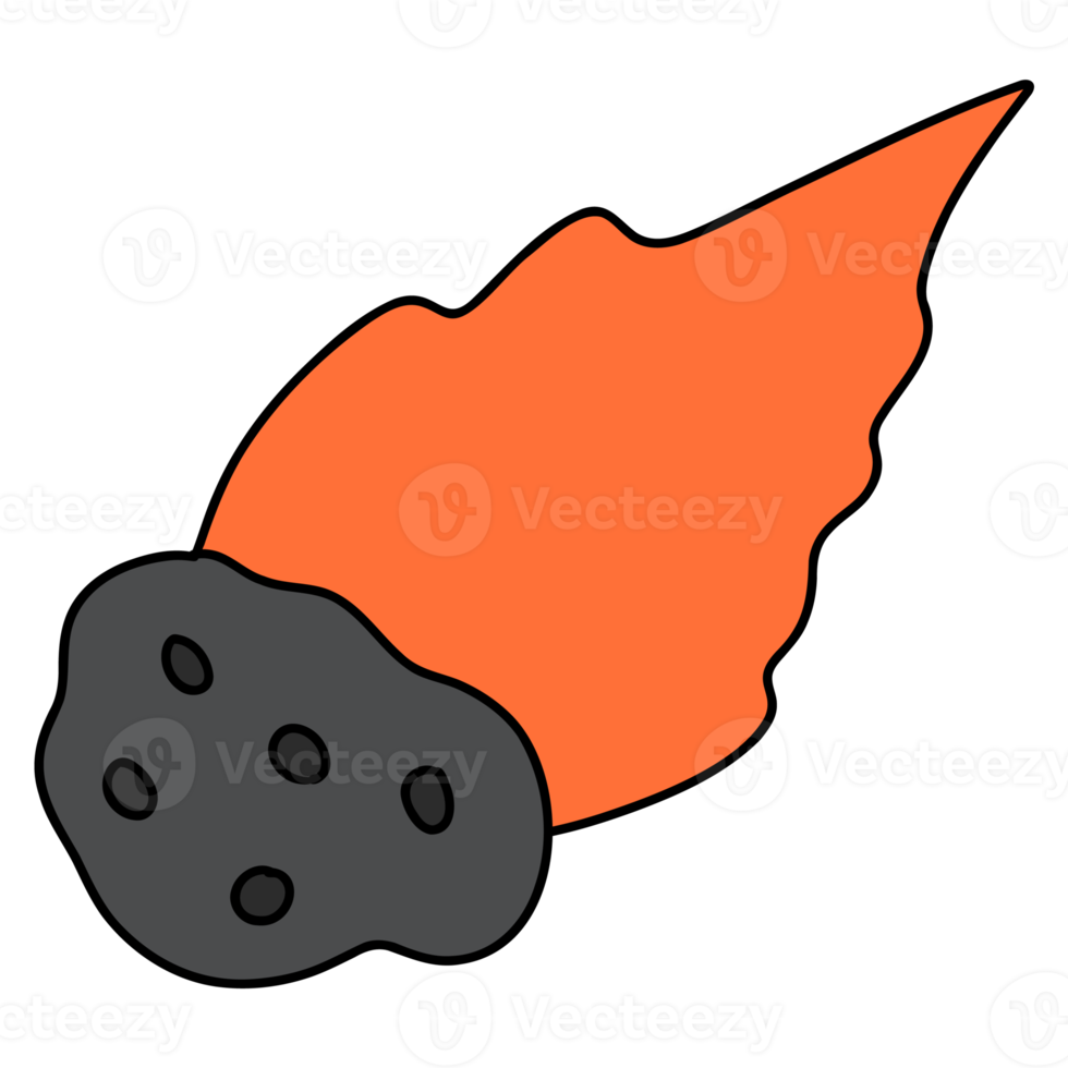 meteorito dibujado a mano, astronomía y concepto espacial png