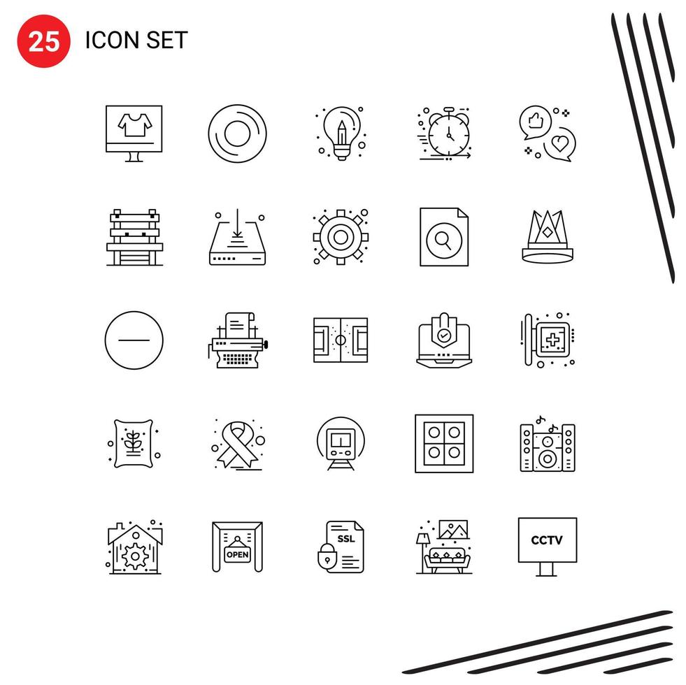 Set of 25 Commercial Lines pack for business product gadget idea creative Editable Vector Design Elements