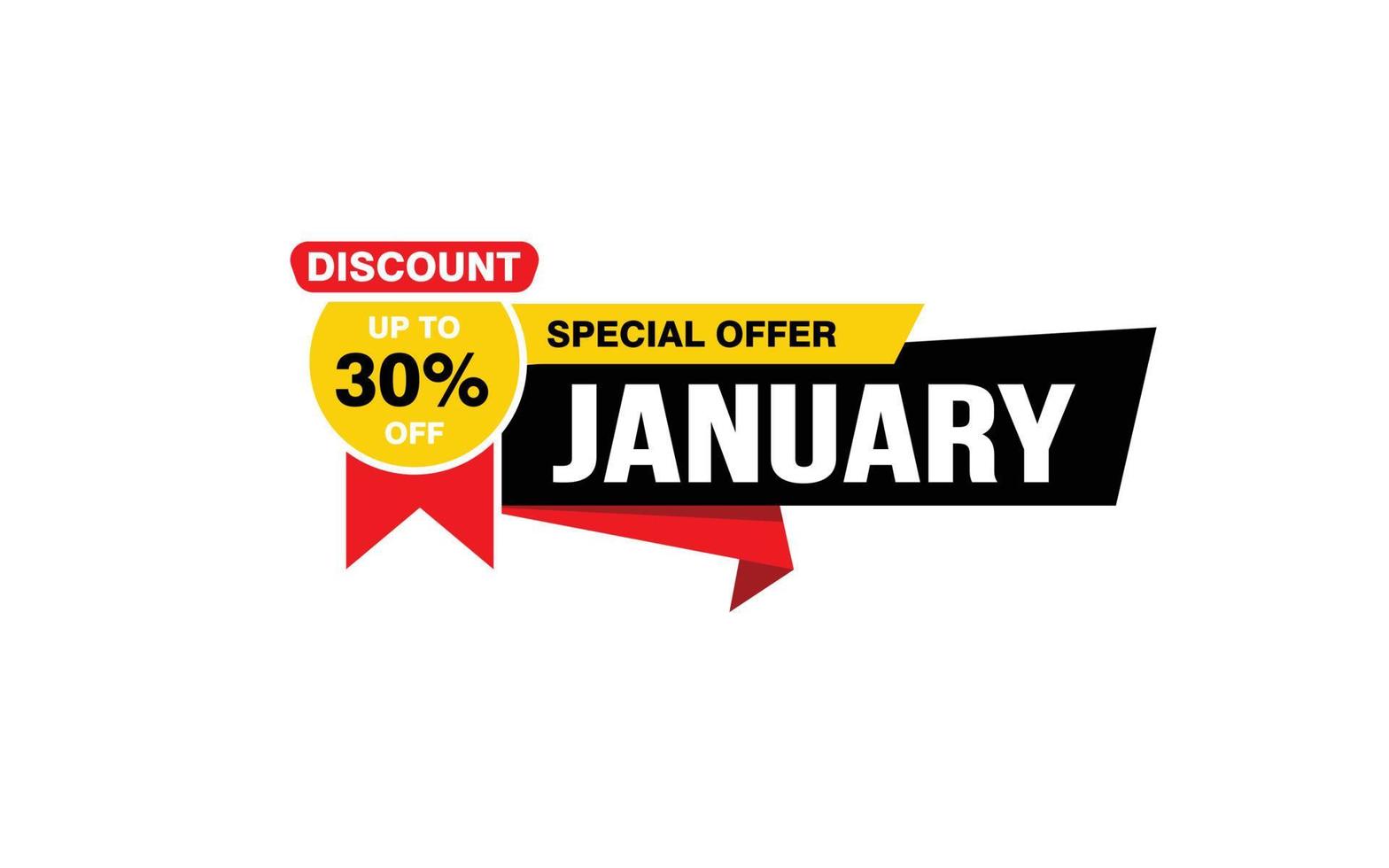 30 Percent JANUARY discount offer, clearance, promotion banner layout with sticker style. vector