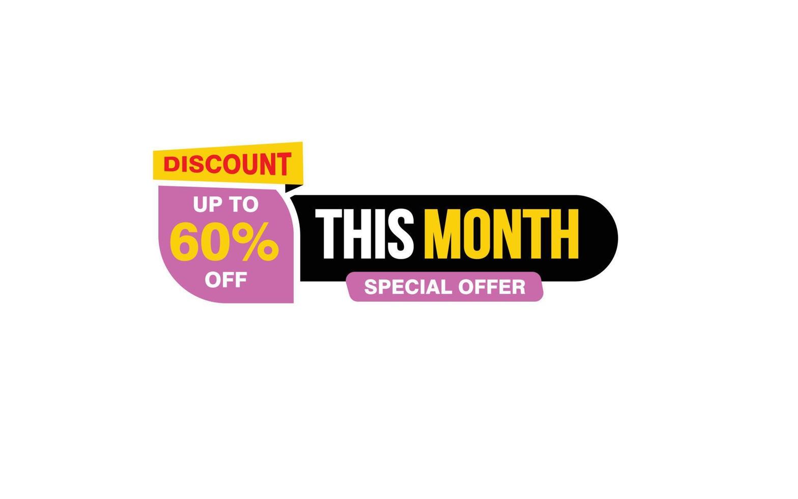 60 Percent THIS MONTH offer, clearance, promotion banner layout with sticker style. vector