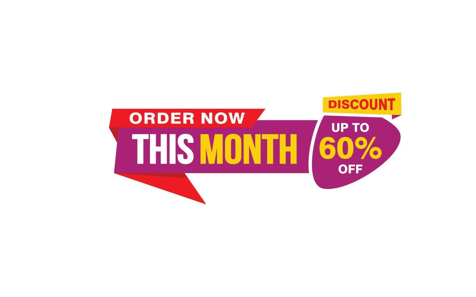 60 Percent THIS MONTH offer, clearance, promotion banner layout with sticker style. vector