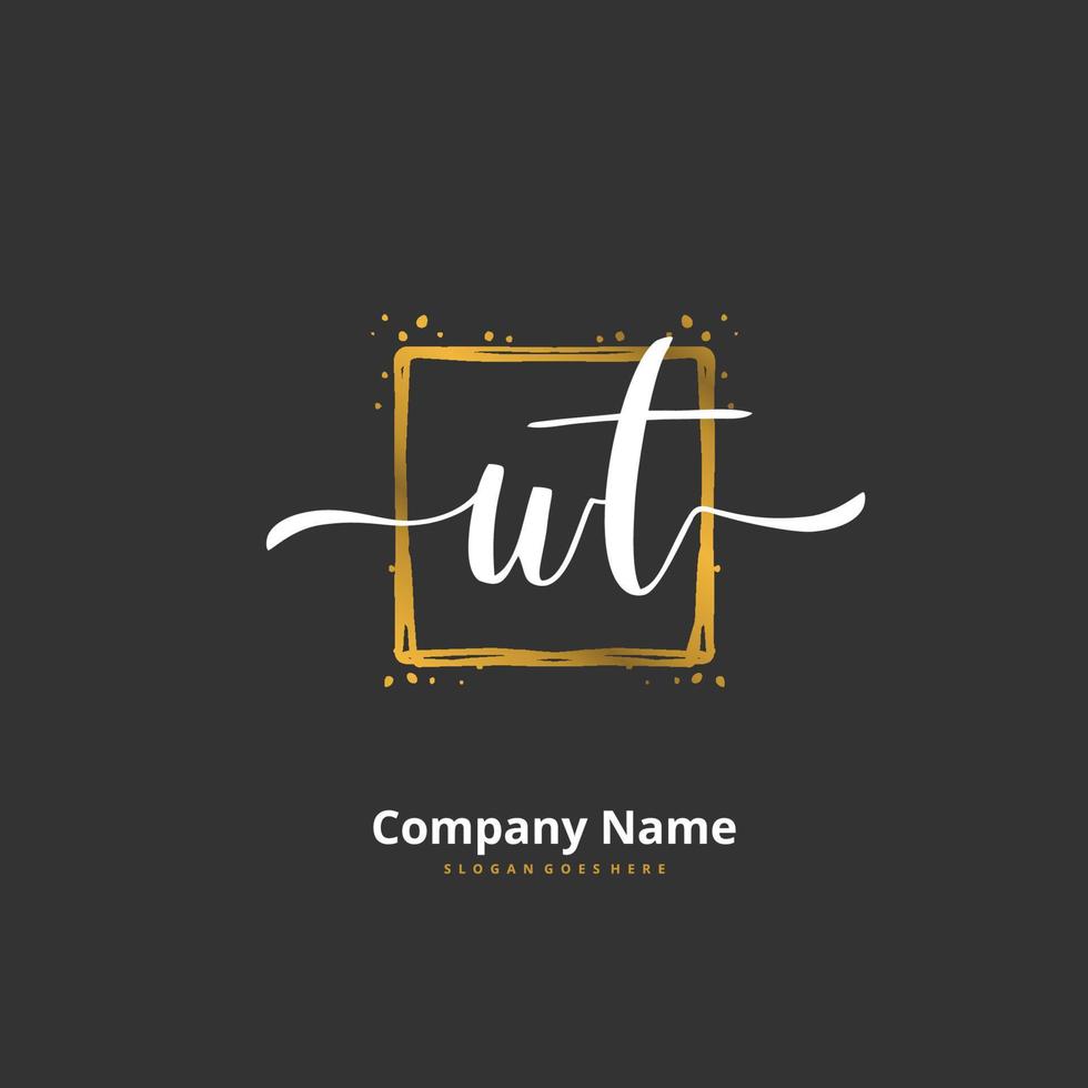WT Initial handwriting and signature logo design with circle. Beautiful design handwritten logo for fashion, team, wedding, luxury logo. vector