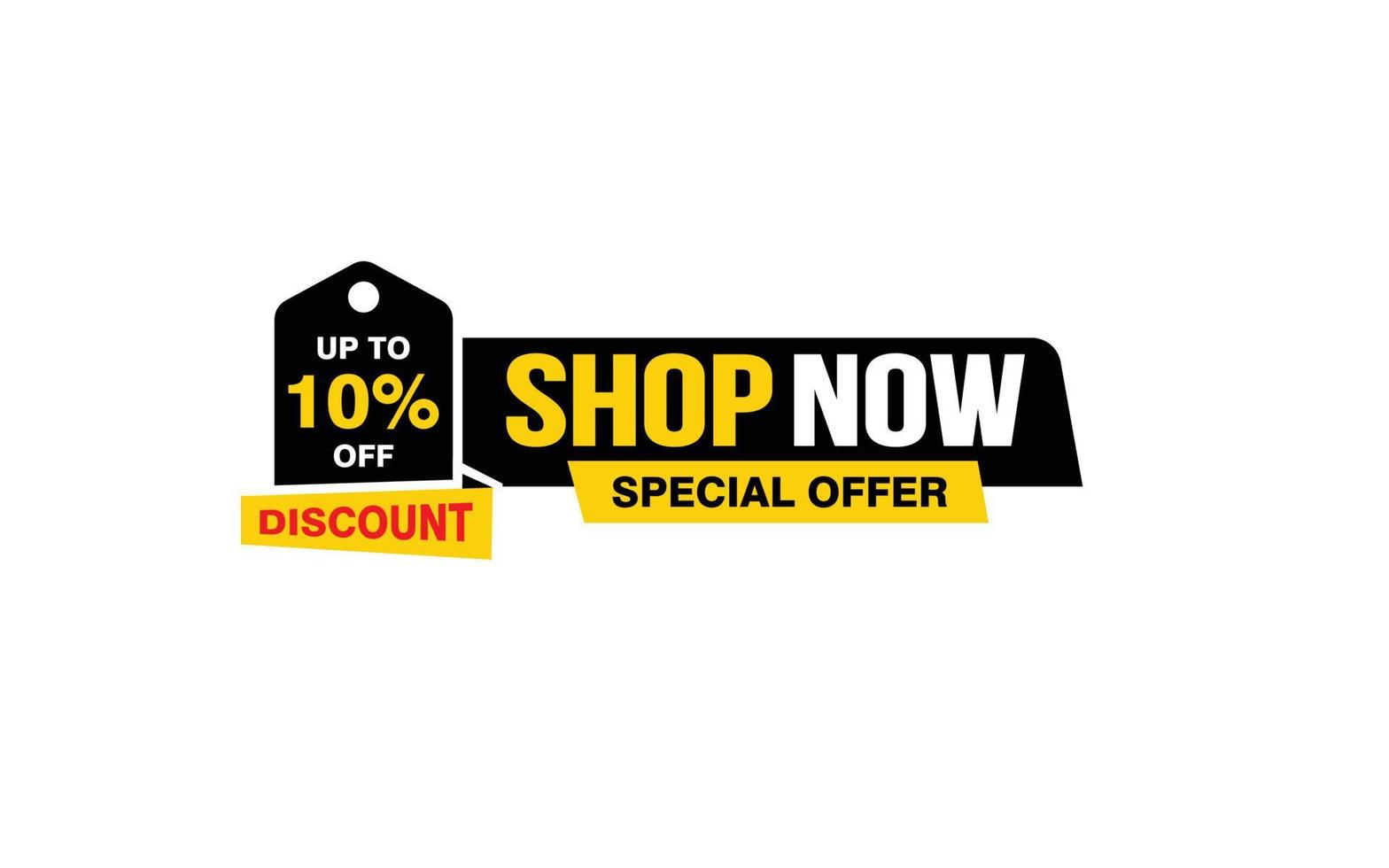 10 Percent SHOP NOW offer, clearance, promotion banner layout with sticker style. vector