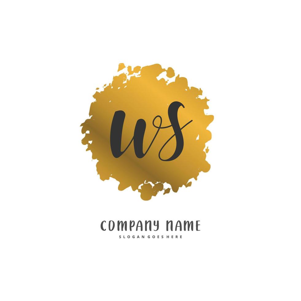 ws escritura a mano inicial y diseño de logotipo de firma con círculo. hermoso diseño de logotipo escrito a mano para moda, equipo, boda, logotipo de lujo. vector