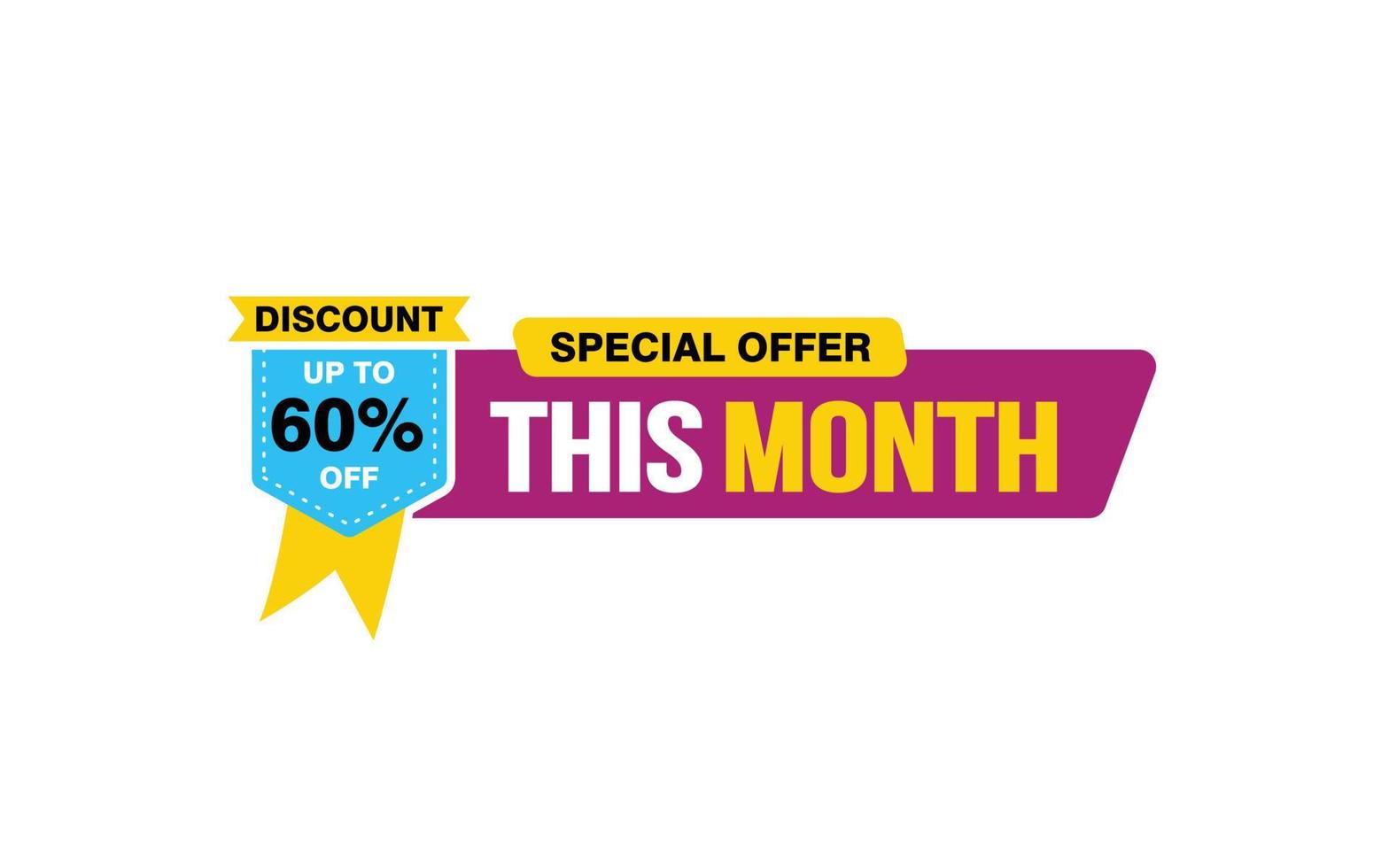 60 Percent THIS MONTH offer, clearance, promotion banner layout with sticker style. vector