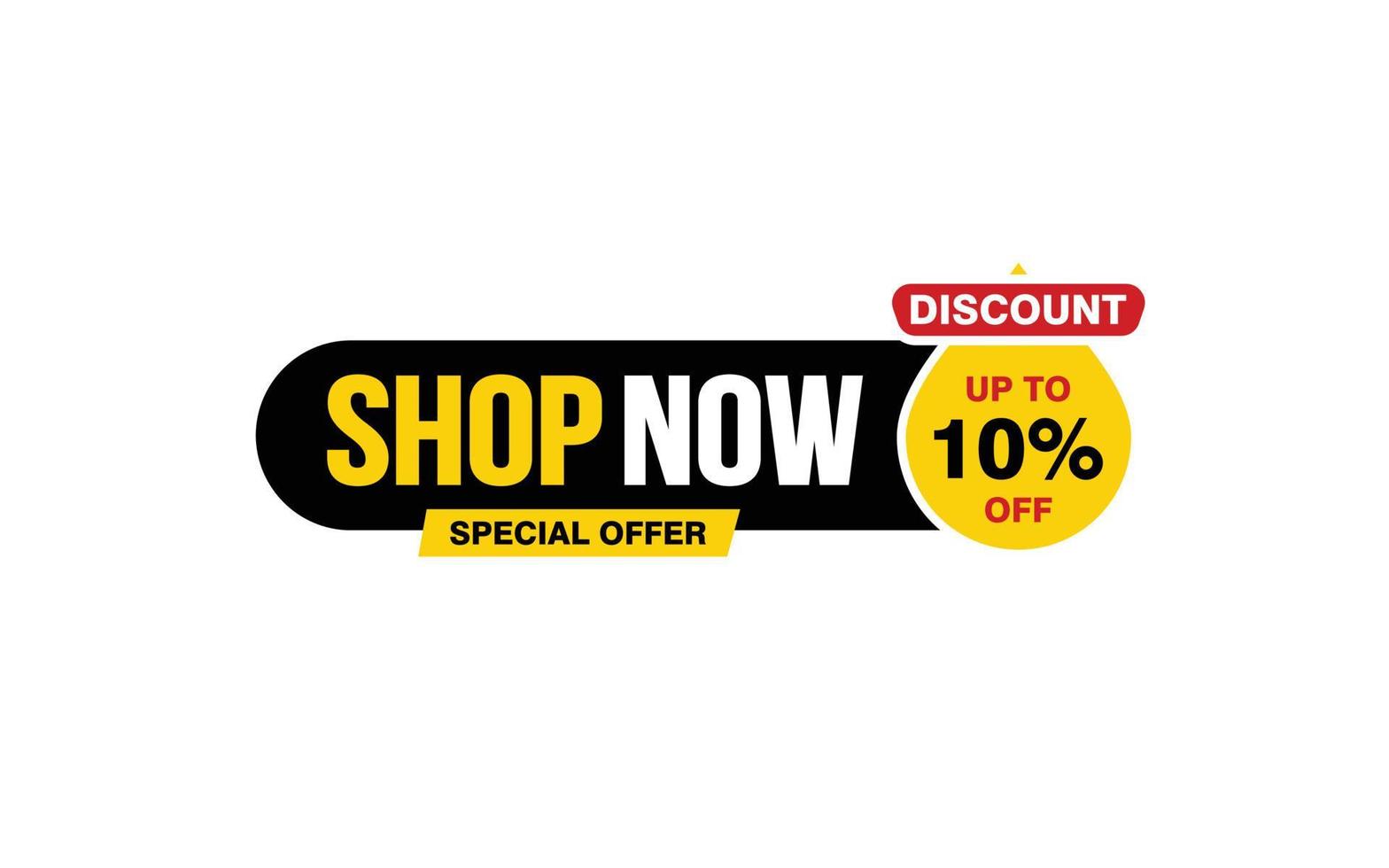 10 Percent SHOP NOW offer, clearance, promotion banner layout with sticker style. vector