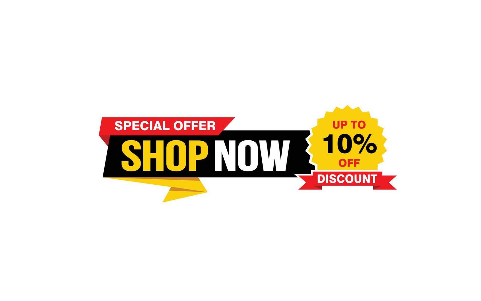 10 Percent SHOP NOW offer, clearance, promotion banner layout with sticker style. vector