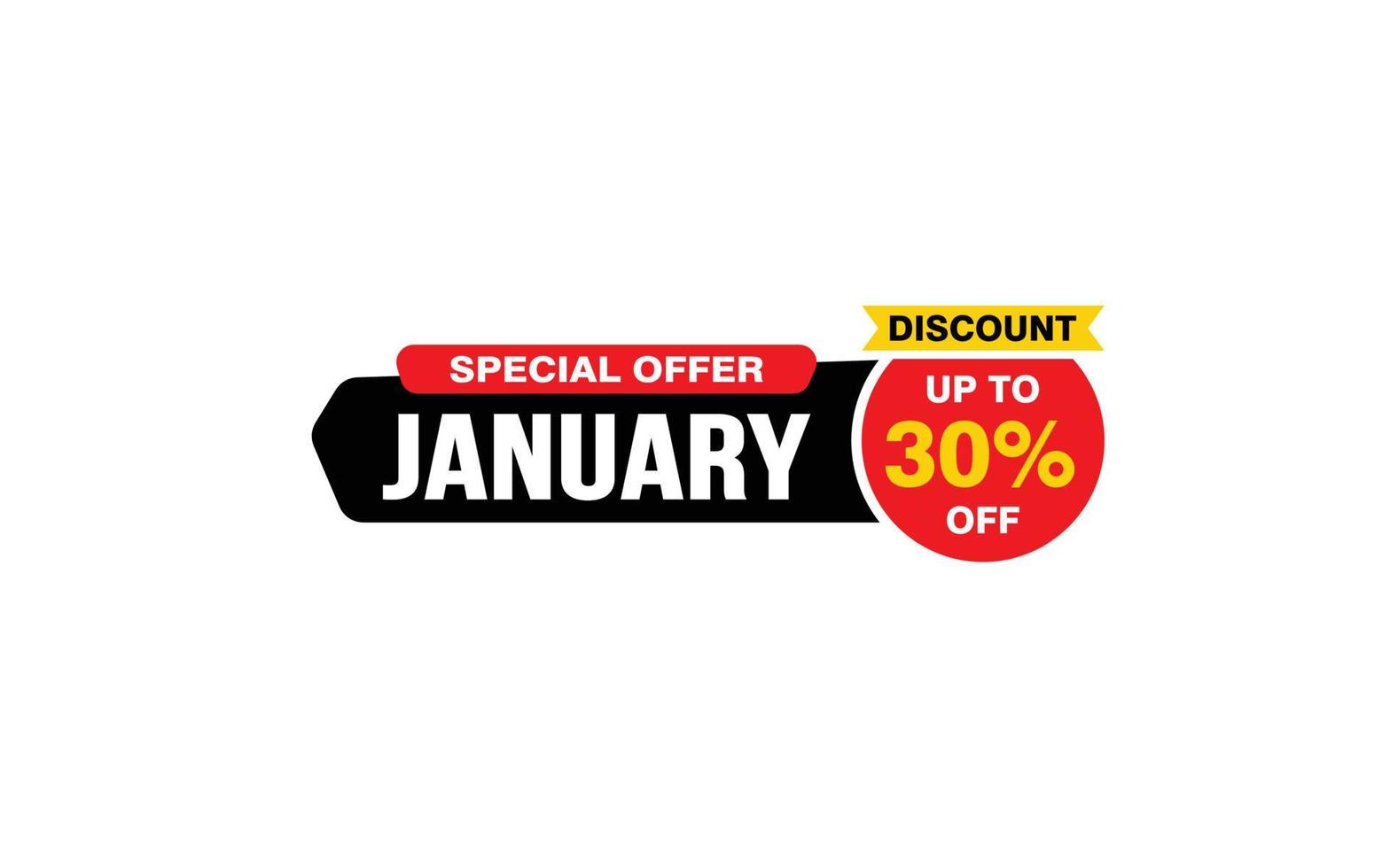 30 Percent JANUARY discount offer, clearance, promotion banner layout with sticker style. vector