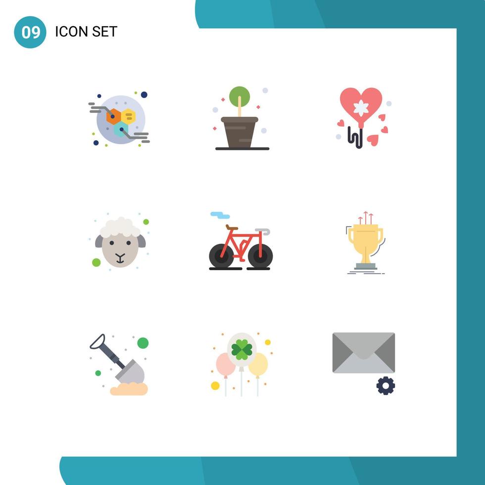 9 Thematic Vector Flat Colors and Editable Symbols of competitive transport party outline sheep Editable Vector Design Elements