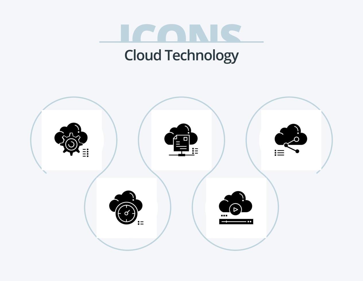 paquete de iconos de glifo de tecnología de nube 5 diseño de iconos. nube. intercambio. en línea. expediente. informática vector