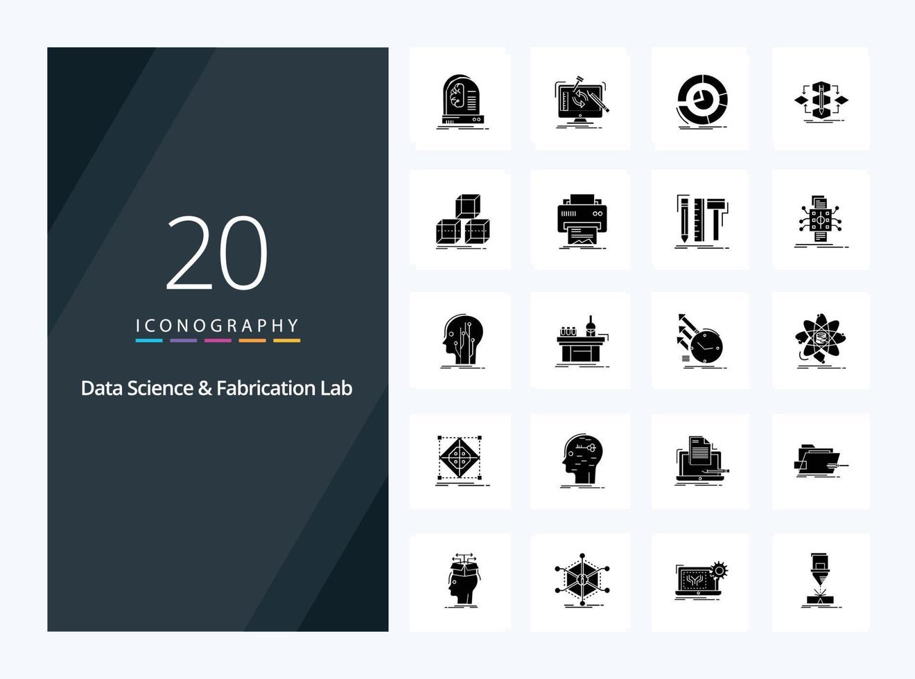 20 Data Science And Fabrication Lab Solid Glyph icon for presentation vector