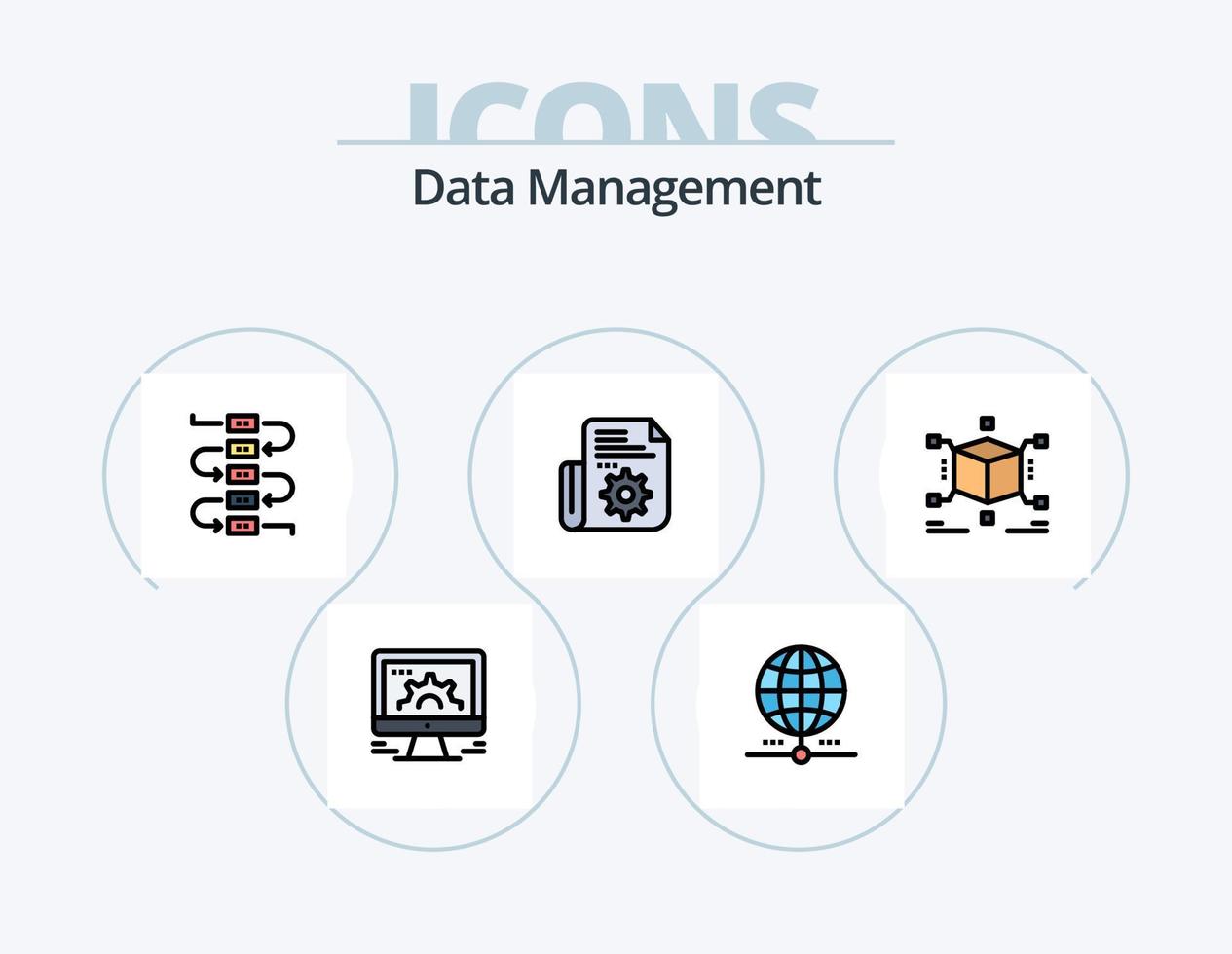 paquete de iconos lleno de línea de gestión de datos 5 diseño de iconos. . datos . perfil . en todo el mundo . tierra vector